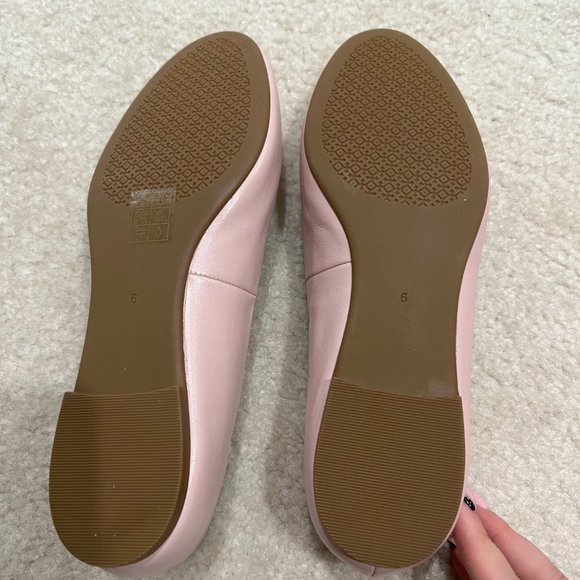 Tory Burch Benton Sea Pink Leather Gold Tone Ballet Flats Size 6 - Picture 9 of 9